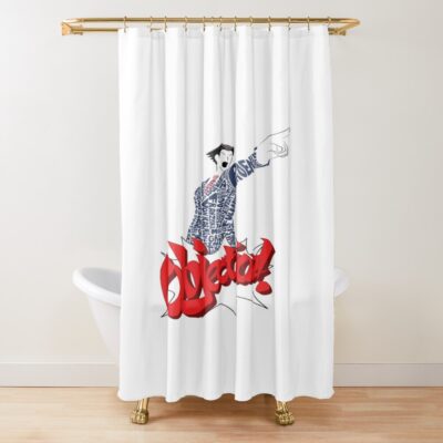 Phoenix Wright Bits Long Sleeve Shower Curtain