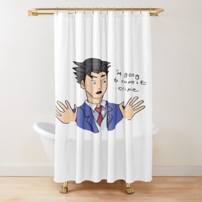 Phoenix Wright Commits Crimes Shower Curtain