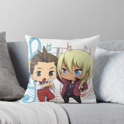 Chibi Apollo Justice And Klavier Gavin Throw Pillow