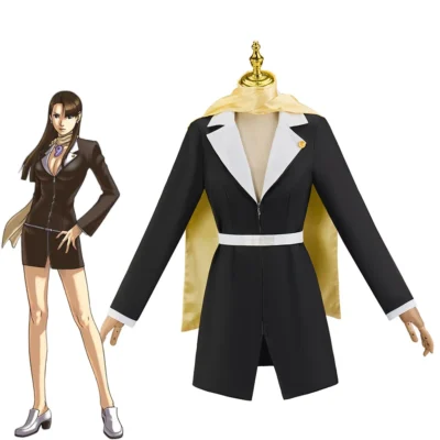 Ace Attorney Mia Fey Black Uniform Cosplay Costume